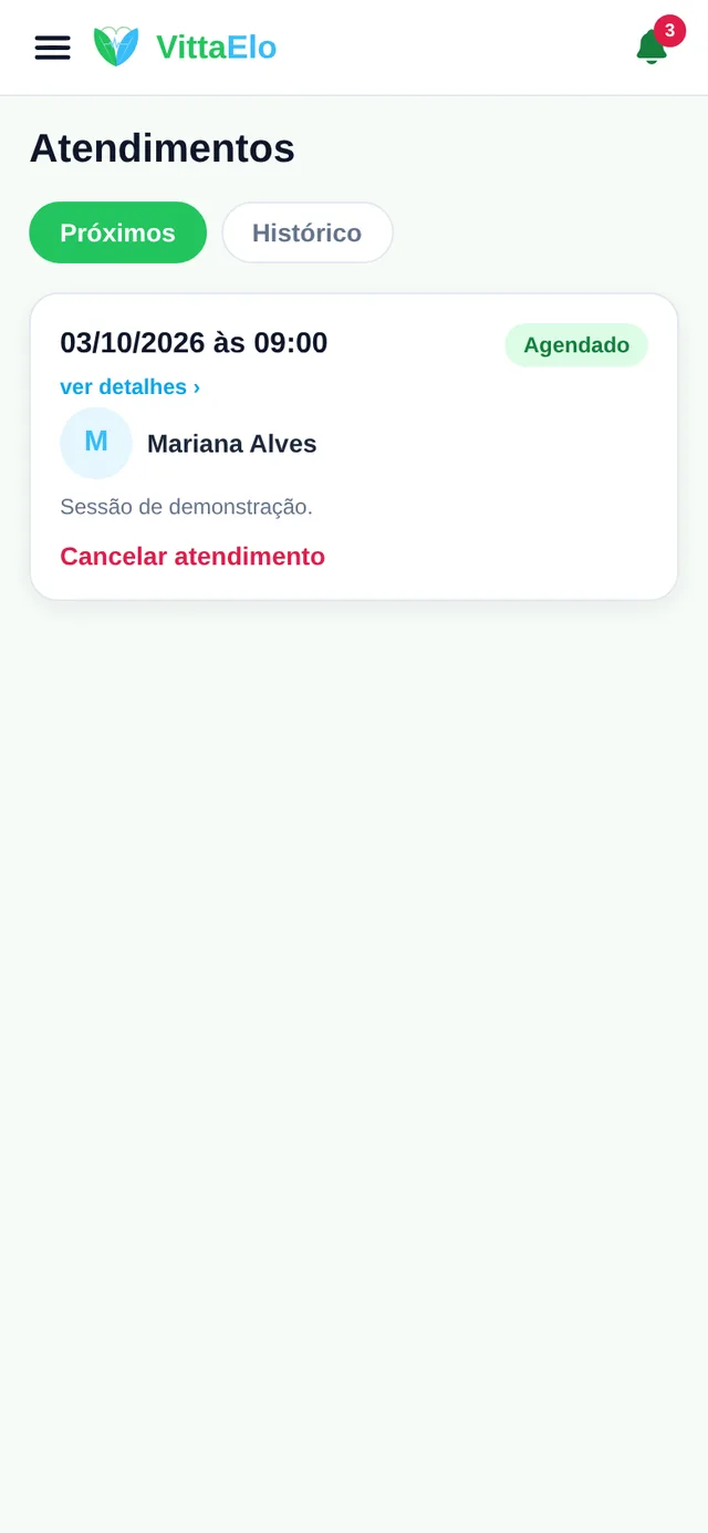 Atendimentos recebidos pelo profissional
