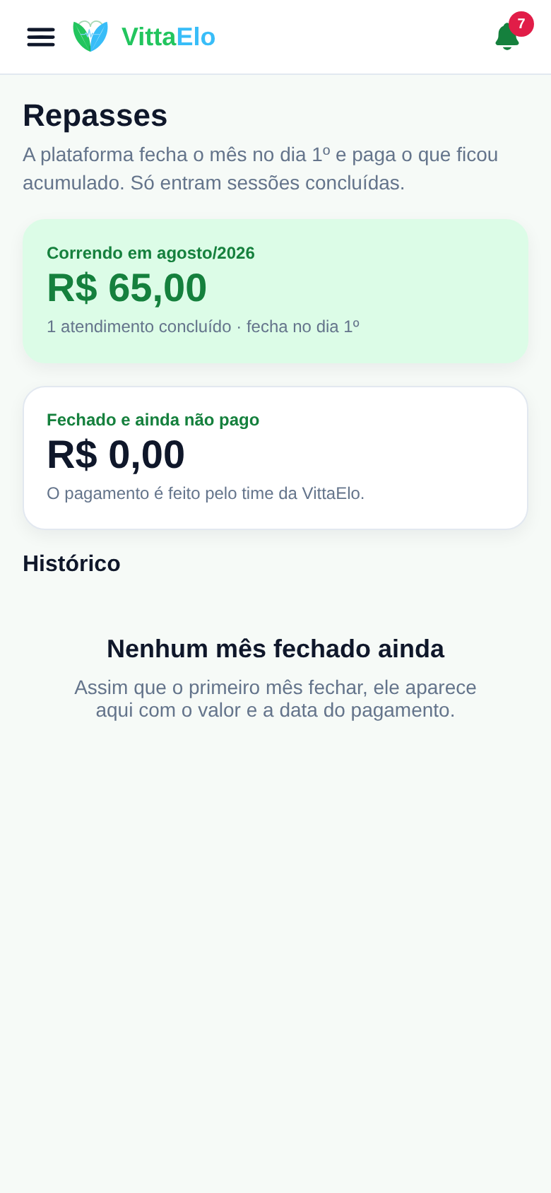 Repasses do profissional